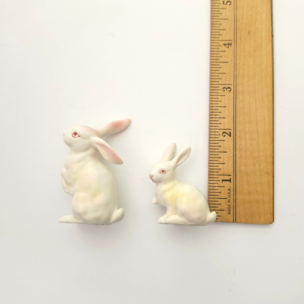 Vintage Lefton Bunny Rabbit Figurines Pair Made In Japan - Picture 4 of 14
